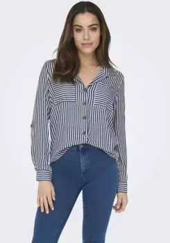 Блуза-рубашка ONLY "ONLYASMIN SHIRT L/S WVN NOOS", цвет Peacoat Stripes