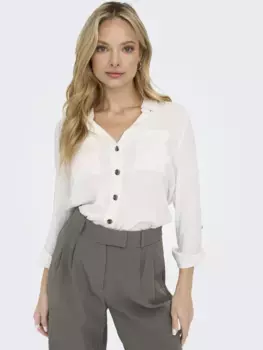 Блуза-рубашка ONLY "ONLYASMIN SHIRT L/S WVN NOOS", белый