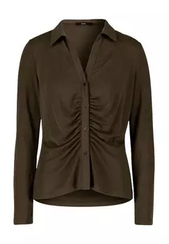 Блуза-рубашка, планка на пуговицах, рюши, женская Zero, цвет 7148 Slate Oliv