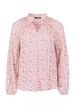 Блуза-рубашка, разрез горловины, воротник стойка, женская zero, цвет Creampurple