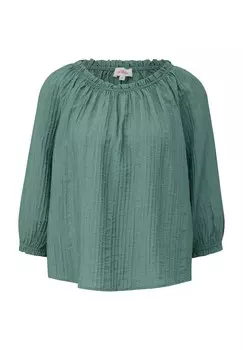 Блуза-рубашка, рукав 7/8, с открытыми плечами, женская S.Oliver, цвет 6575 Blue Green