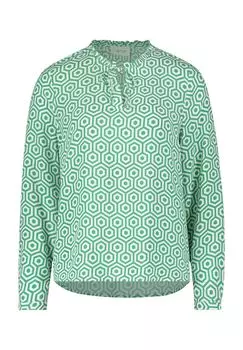 Блуза-рубашка, с рисунком, с разрезом, для женщин CARTOON, цвет Green White