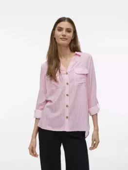 Блуза-рубашка Vero Moda "VMBUMPY L/S SHIRT NEW WVN GA NOOS", розовый