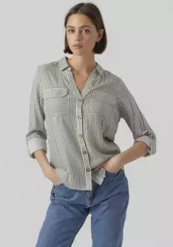 Блуза-рубашка Vero Moda "VMBUMPY L/S SHIRT NEW WVN GA NOOS", цвет Laurel Wreath Stripes