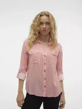 Блуза-рубашка Vero Moda "VMBUMPY L/S SHIRT NEW WVN GA NOOS", цвет Cayenne Stripes:Snow White