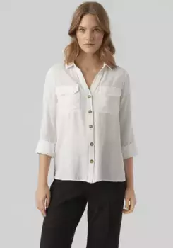 Блуза-рубашка Vero Moda "VMBUMPY L/S SHIRT NEW WVN GA NOOS", белый