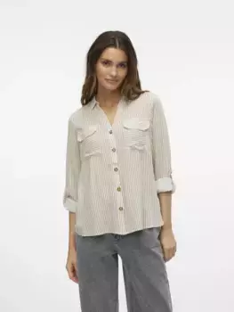 Блуза-рубашка Vero Moda "VMBUMPY L/S SHIRT NEW WVN GA NOOS", серебристый