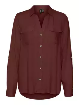Блуза-рубашка Vero Moda "VMBUMPY L/S SHIRT NEW WVN GA NOOS", цвет Fired Brick