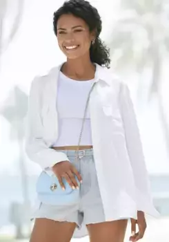 Блуза-рубашка Vivance, изготовлена из мягкого качественного лиоцелла, воздушная женская блузка, повседневный шик, белый