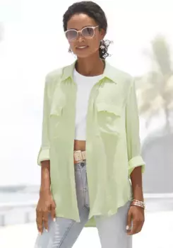 Блуза-рубашка Vivance, изготовлена из мягкого качественного лиоцелла, воздушная женская блузка, повседневный шик, фисташковый