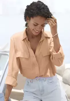 Блуза-рубашка Vivance, изготовлена из мягкого качественного лиоцелла, воздушная женская блузка, повседневный шик, цвет Peach