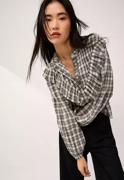 Блуза RUFFLE CHECK Next, черный