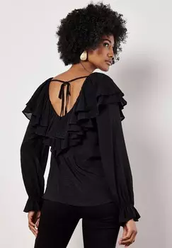 Блуза RUFFLE COLLAR Apricot, черный