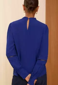 Блуза RUFFLE NECK PINTUCK DETAIL LONG SLEEVE REGULAR FIT Love & Roses, синий