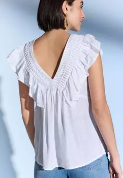 Блуза RUFFLE V NECK REGULAR FIT Next, белый