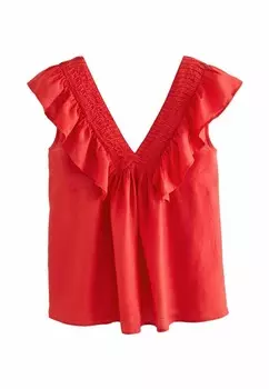 Блуза RUFFLE V NECK REGULAR FIT Next, красный