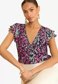 Блуза RUFFLE V NECK TIE BACK REGULAR FIT Love & Roses, розовый