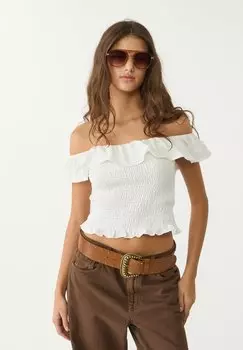 Блуза RUFFLED Stradivarius, бежевый