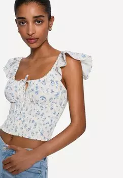 Блуза RUSTIC GATHERED Bershka, кремовый