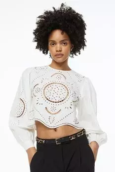 Блуза с английской вышивкой H&amp;M, белый