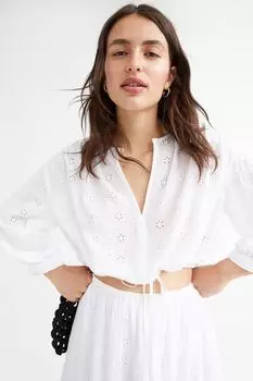 Блуза с английской вышивкой H&amp;M, белый