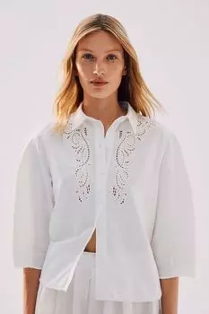 Блуза с английской вышивкой H&M, белый
