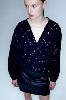 Блуза с английской вышивкой H&M, черный