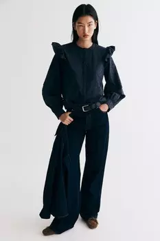 Блуза с английской вышивкой H&M, синий