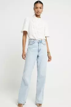 Блуза с аппликацией спереди River Island, бежевый