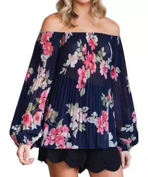 Блуза с цветочным принтом Hearts Divided в темно-синем цвете Oddi