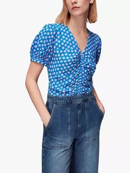 Блуза с цветочным принтом Whistles Sunburst, Синий/Мульти