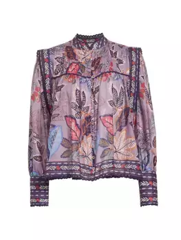 Блуза с цветочным принтом Wild Night Farm Rio, лаванда