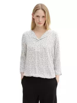 Блуза с длинными рукавами TOM TAILOR, LENZING(TM) ECOVERO(TM), цвет Neutral Tile Design