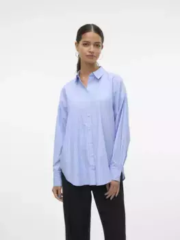 Блуза с длинными рукавами Vero Moda "VMFANNI LS SHIRT WVN GA NOOS", цвет Hydrangea Stripes:Sana