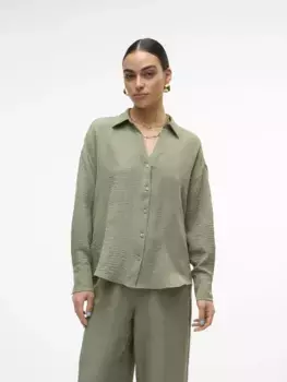 Блуза с длинными рукавами Vero Moda "VMMELANEY QUEENY LS SHIRT WVN NOOS", цвет Laurel Wreath Detail:Melange