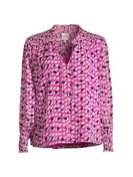 Блуза с длинными рукавами в яркий горошек Nic+Zoe, Petites, мультиколор