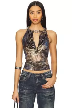 Блуза с драпировкой и крупной отделкой на шее Jaded London, multi