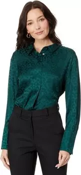 Блуза с двухслойным подолом и V-образным вырезом Vince Camuto, золото