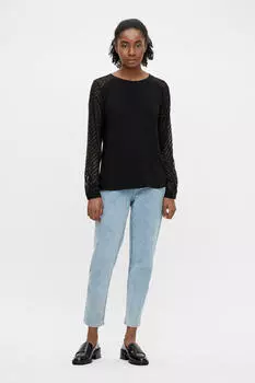 Блуза с фантазийными рукавами Object, черный