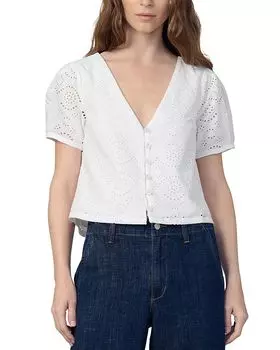 Блуза с коротким рукавом и ажурной вышивкой Halle Joe's Jeans, белый