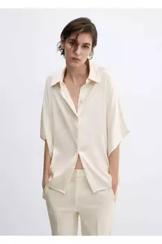 Блуза с коротким рукавом Mango, экрю