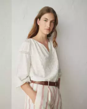 Блуза с коротким рукавом с вышивкой Lloyd's, белый