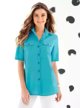 Блуза с короткими рукавами Classic Basics, бирюзовый