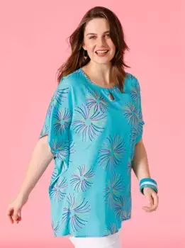 Блуза с короткими рукавами Classic Basics, бирюзовый