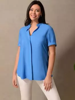 Блуза с короткими рукавами и воротником Nehru Live Unlimited Curve, синяя
