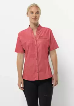 Блуза с короткими рукавами Jack Wolfskin "NORBO S/S SHIRT W", цвет Vibrant-Red-Check