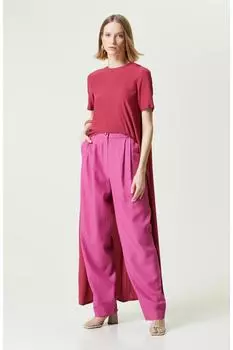 Блуза с круглым вырезом с короткими рукавами вишневого цвета Network, бордовый