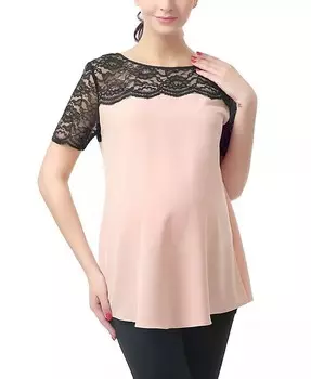 Блуза с кружевной отделкой для беременных kimi + kai, розовый