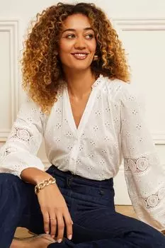 Блуза с кружевной вставкой Love & Roses, белый