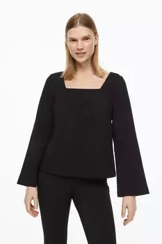 Блуза с квадратным вырезом H&amp;M, черный
